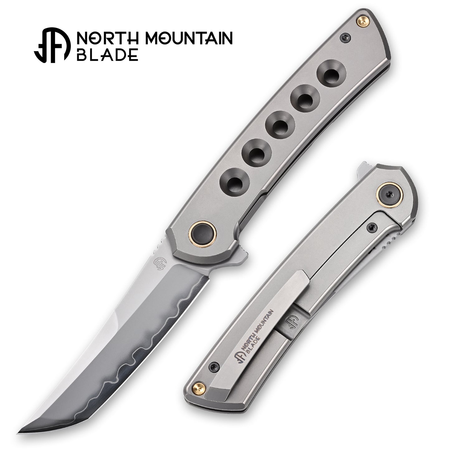 【Zero】2507-Hole Tanto Blade Ti Hole Handle&Clip Smooth Flippers