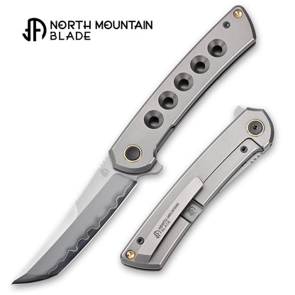 【Zero】2507-Hole Tanto Blade Ti Hole Handle&Clip Smooth Flippers