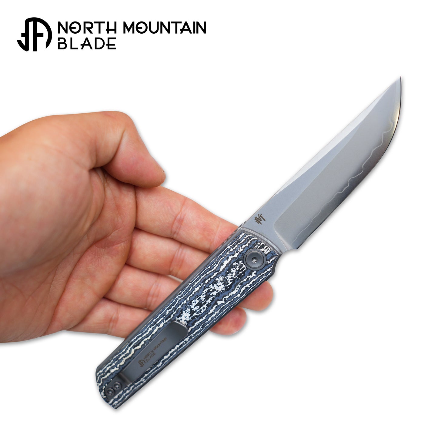 2412-WHCF CHOP 4 Front Flipper Folding Knife, Ceramic Carbon Fiber Handle, SLD San Mai Steel, Japanese-Style