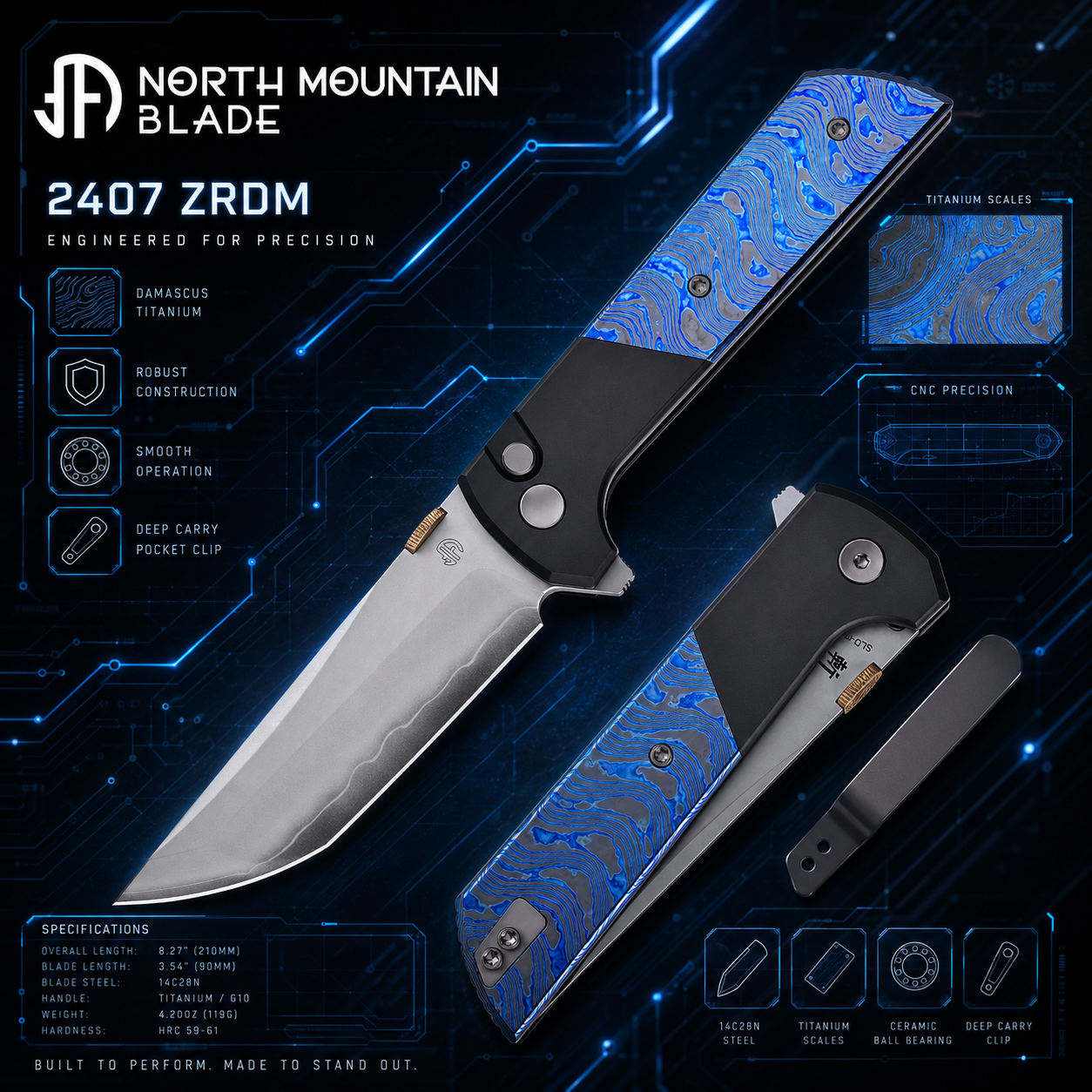 2407-ZRDM Zirconium & Titanium Damascus Edition