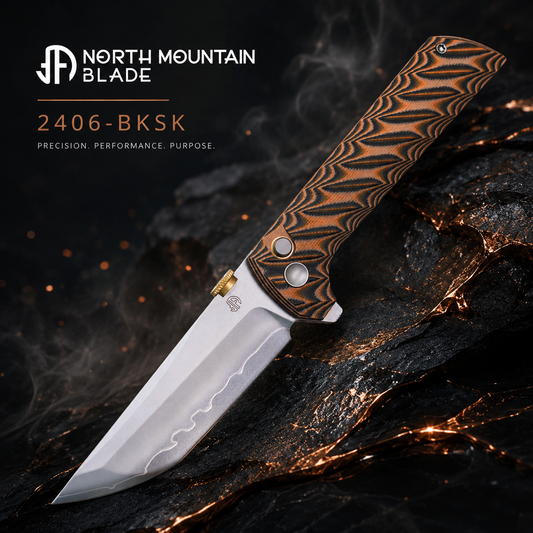 2406-BKSK New .45-style thumb disc Two-tone G10 handle with snakeskin pattern