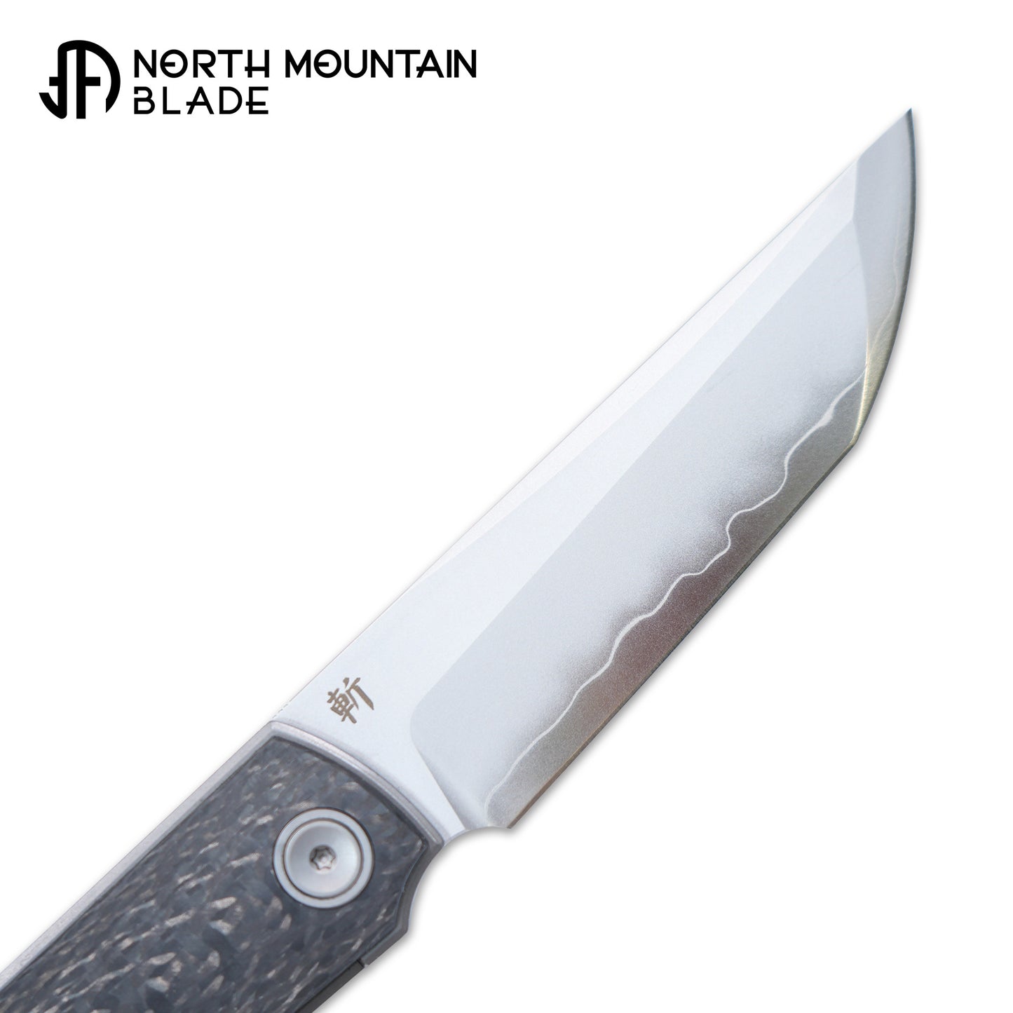 2412-CF CHOP 4 Front Flipper Folding Knife, 3K CF Handle, SLD San Mai Steel, Japanese-Style Tanto