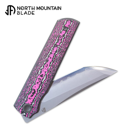 2412-GLOWCF CHOP 4 Front Flipper Folding Knife, Ceramic Carbon Fiber Handle, SLD San Mai Steel, Japanese-Style Tanto