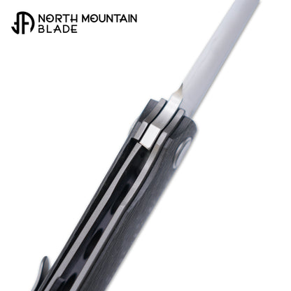 2412-CF CHOP 4 Front Flipper Folding Knife, 3K CF Handle, SLD San Mai Steel, Japanese-Style Tanto