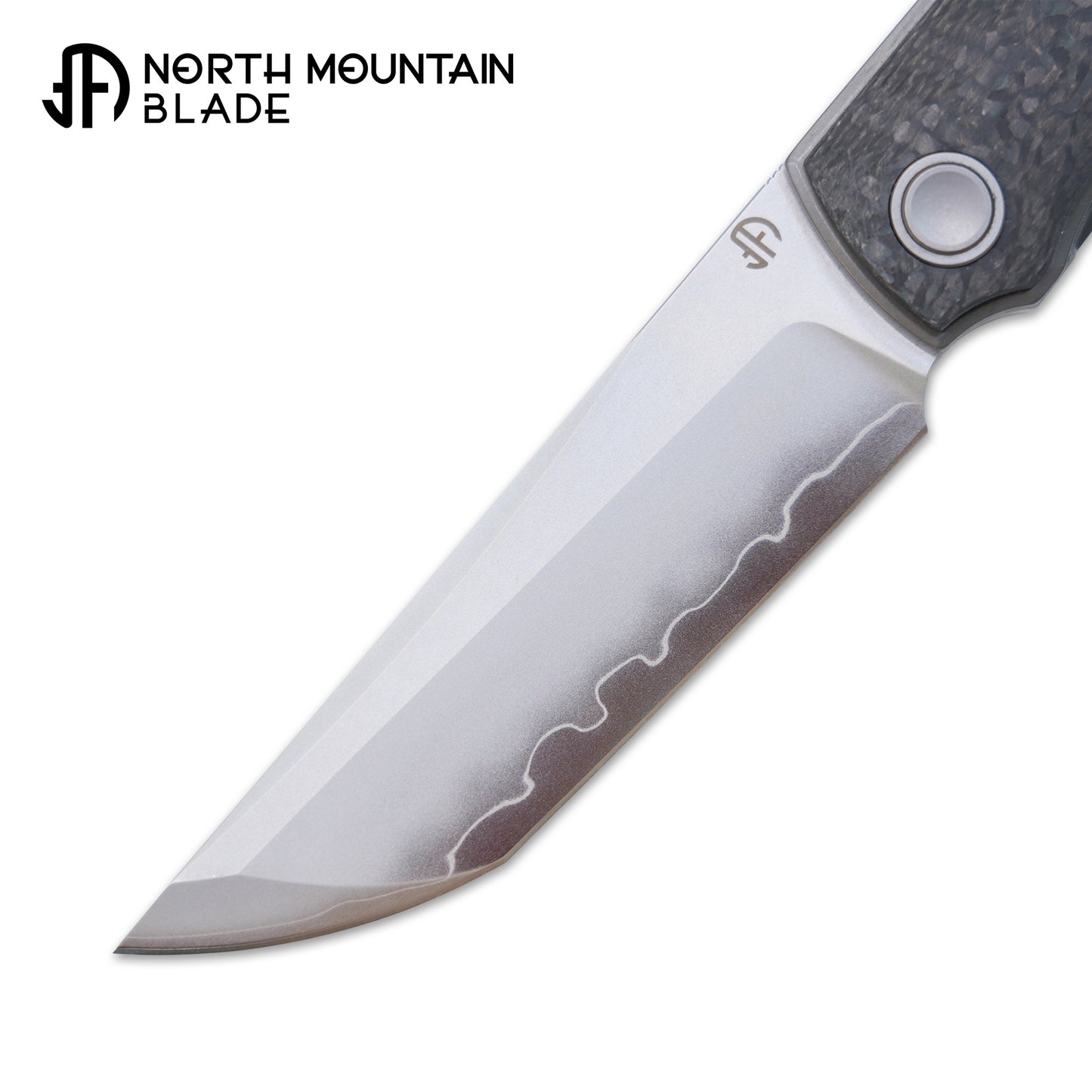 2412-CF CHOP 4 Front Flipper Folding Knife, 3K CF Handle, SLD San Mai Steel, Japanese-Style Tanto