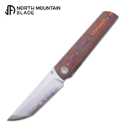 2412-ORCF CHOP 4 Front Flipper Folding Knife, Ceramic Carbon Fiber Handle, SLD San Mai Steel, Japanese-Style Tanto