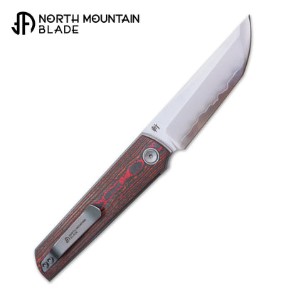 2412-ORCF CHOP 4 Front Flipper Folding Knife, Ceramic Carbon Fiber Handle, SLD San Mai Steel, Japanese-Style Tanto