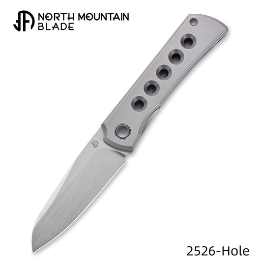 Moon 2526-Hole MINI Folding Knife Ti Handle M390 Blade hand-brushed finish