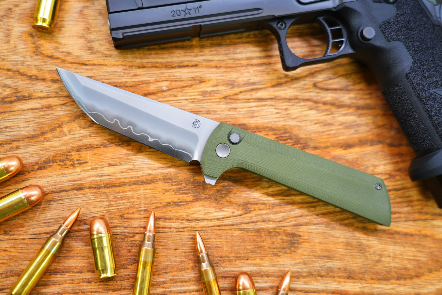 【Chop 2】 Green G10 handle SLD-Magic Japanese TANTO style tactical folding knife