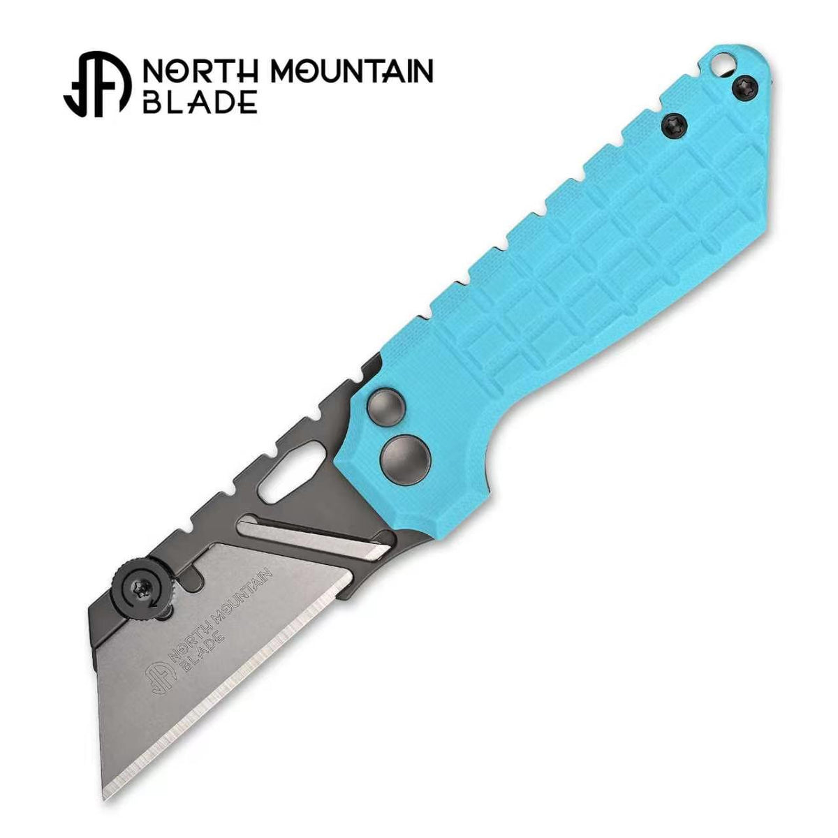 North Mountain Blade The Gripper 2537-BL– Button Lock Utility Knife, Blue