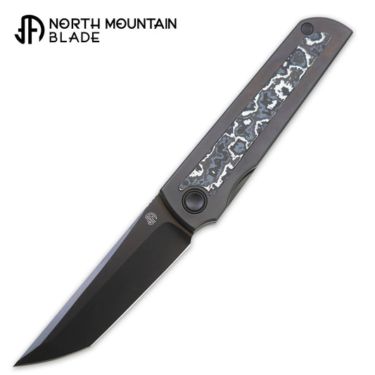 【Chop Kick Stop】DLC Ceramic carbon fiber inlay Titanium handle M390 Blade