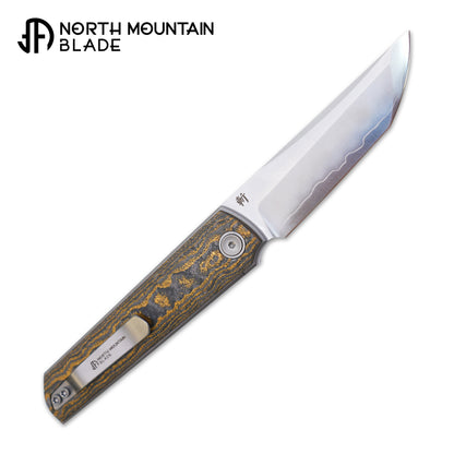 2412-GDCF CHOP 4 Front Flipper Folding Knife, Ceramic Carbon Fiber Handle, SLD San Mai Steel, Japanese-Style Tanto