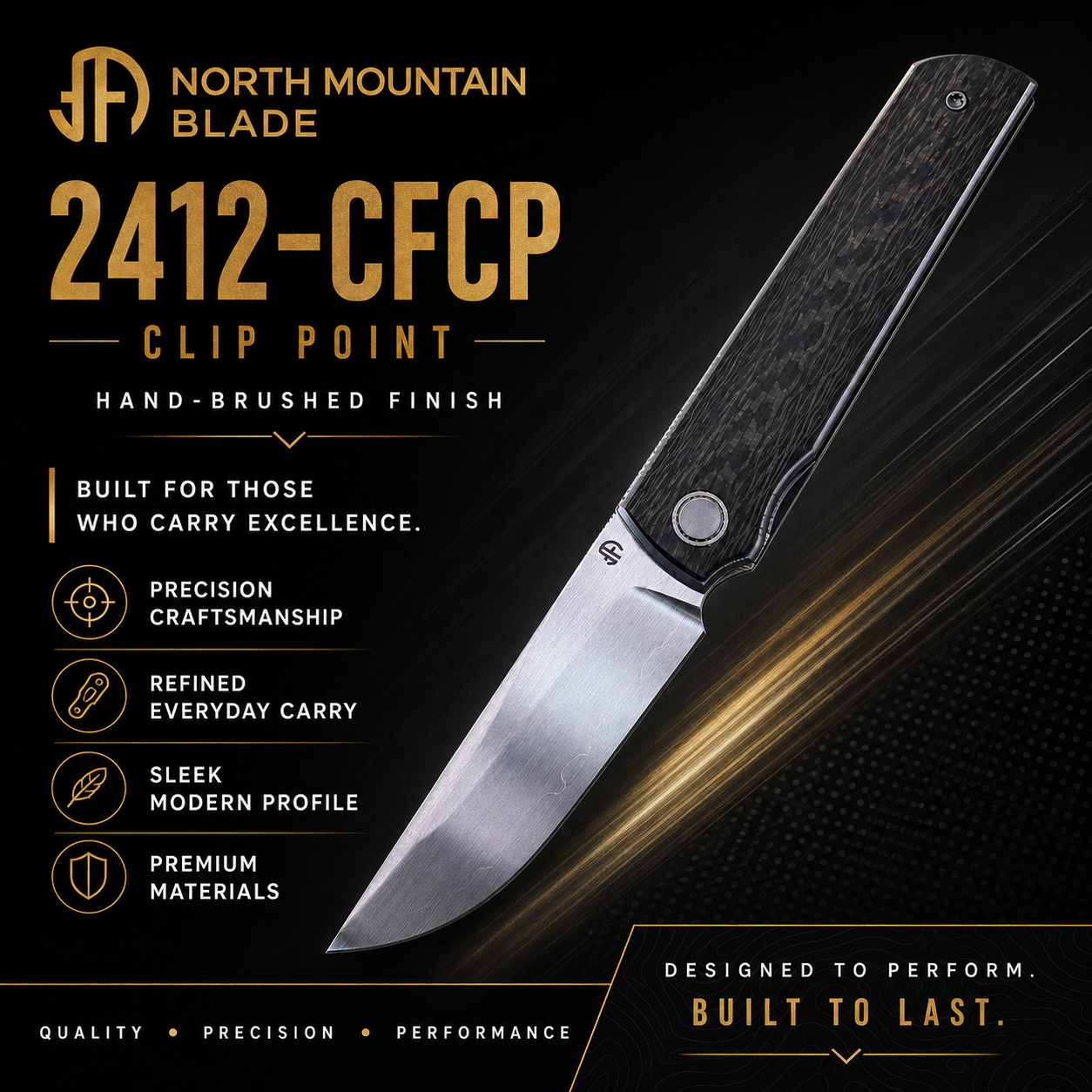 2412-CFCP Clip Point Hand-brushed finish