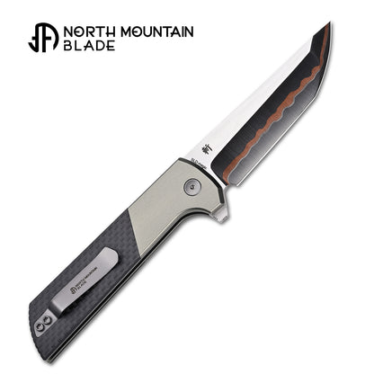2407-GRCF-5 Anodized aluminum alloy handle Carbon Fiber Copper blade