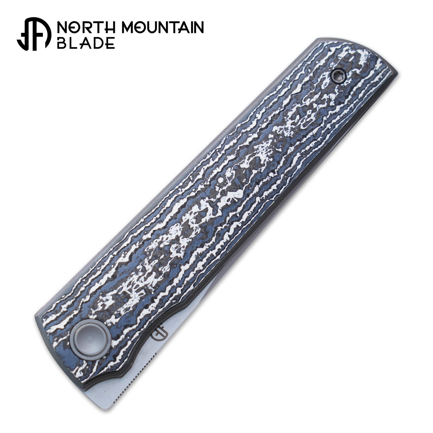 2412-WHCF CHOP 4 Front Flipper Folding Knife, Ceramic Carbon Fiber Handle, SLD San Mai Steel, Japanese-Style Tanto