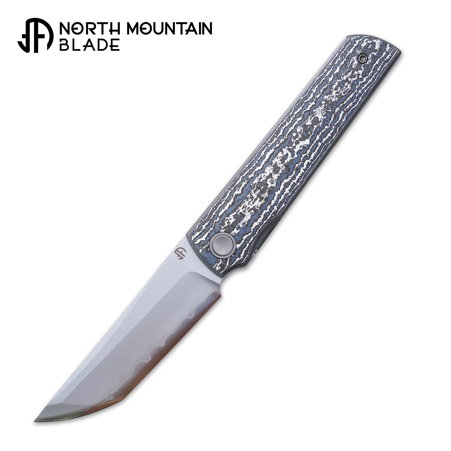2412-WHCF CHOP 4 Front Flipper Folding Knife, Ceramic Carbon Fiber Handle, SLD San Mai Steel, Japanese-Style Tanto