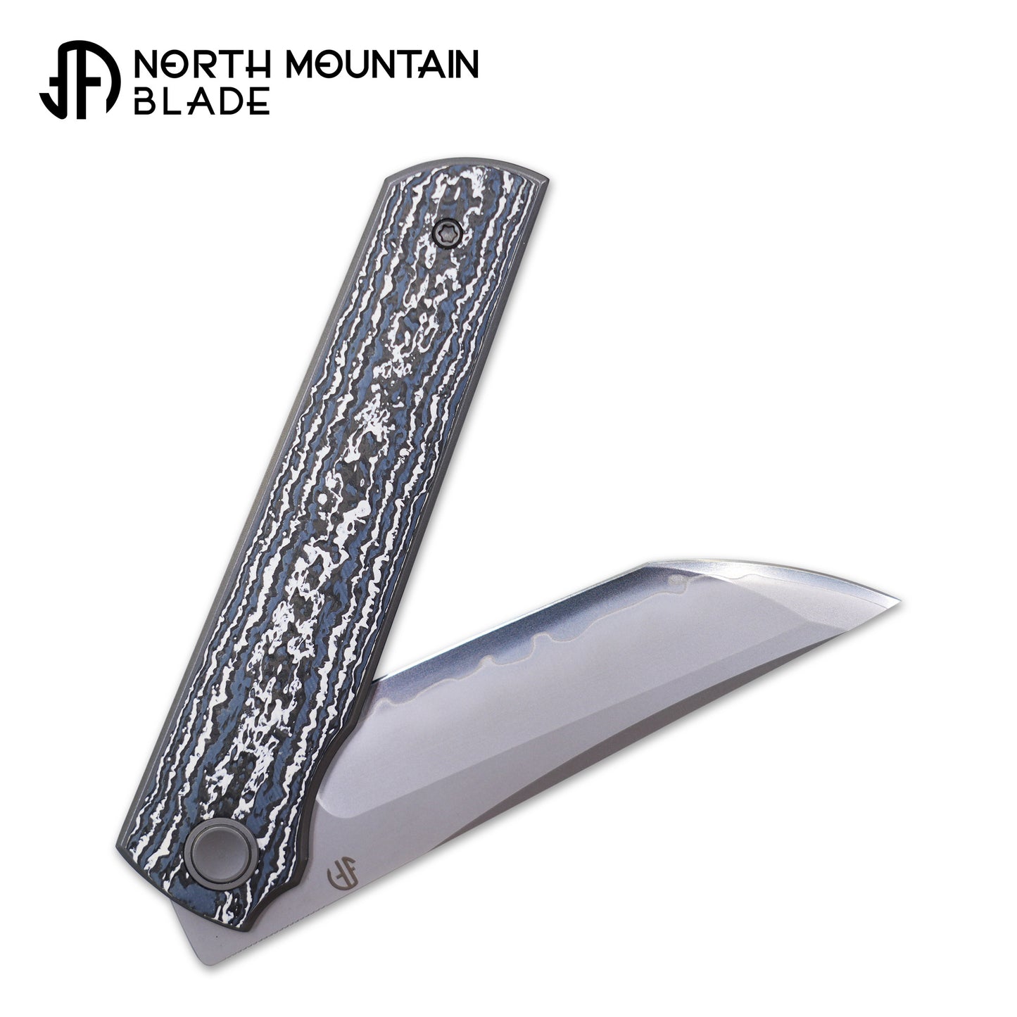 2412-WHCF CHOP 4 Front Flipper Folding Knife, Ceramic Carbon Fiber Handle, SLD San Mai Steel, Japanese-Style Tanto