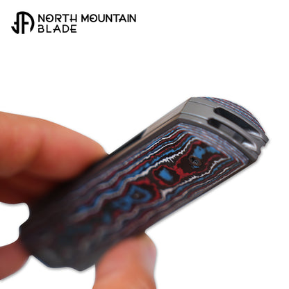 2412-RDBL CHOP 4 Front Flipper Folding Knife, Ceramic Carbon Fiber Handle, SLD San Mai Steel, Japanese-Style Tanto
