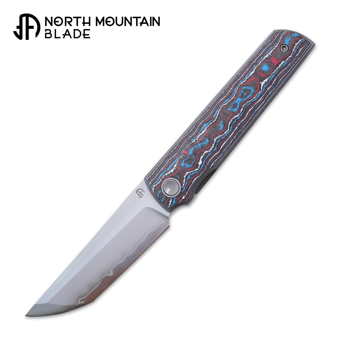 2412-RDBL CHOP 4 Front Flipper Folding Knife, Ceramic Carbon Fiber Handle, SLD San Mai Steel, Japanese-Style Tanto