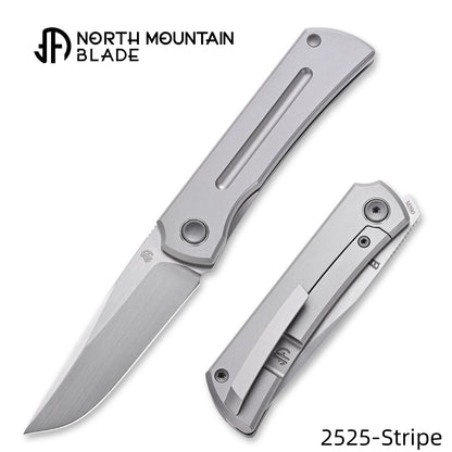 Sun 2525-Stripe MINI Folding Knife Ti Handle M390 Blade hand-brushed finish