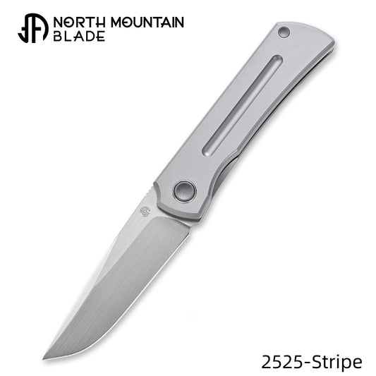 Sun 2525-Stripe MINI Folding Knife Ti Handle M390 Blade hand-brushed finish