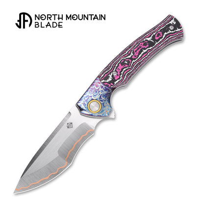 2608-GlowCF-5 North Mountain Blade × T.C. Blades Limited Collaboration — "COUYON" Folding Knife