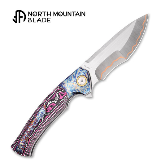 2608-GlowCF-5 North Mountain Blade × T.C. Blades Limited Collaboration — "COUYON" Folding Knife