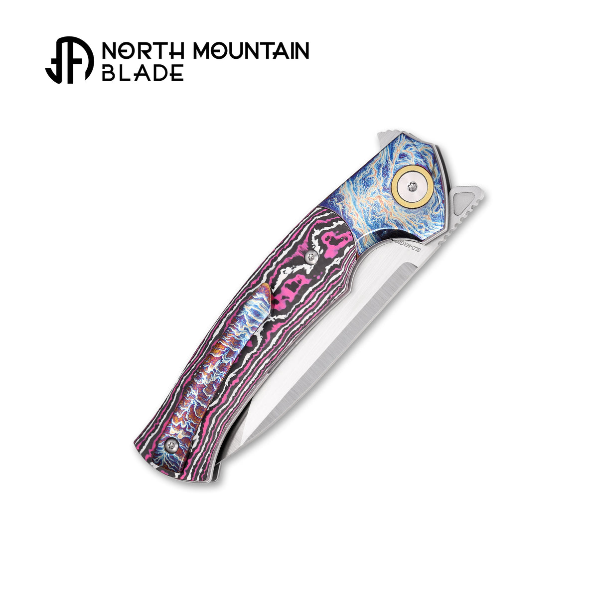 2608-GlowCF-5 North Mountain Blade × T.C. Blades Limited Collaboration — "COUYON" Folding Knife