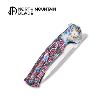 2608-GlowCF-5 North Mountain Blade × T.C. Blades Limited Collaboration — "COUYON" Folding Knife