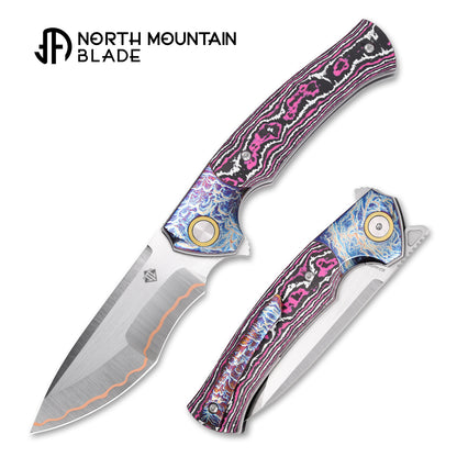 2608-GlowCF-5 North Mountain Blade × T.C. Blades Limited Collaboration — "COUYON" Folding Knife
