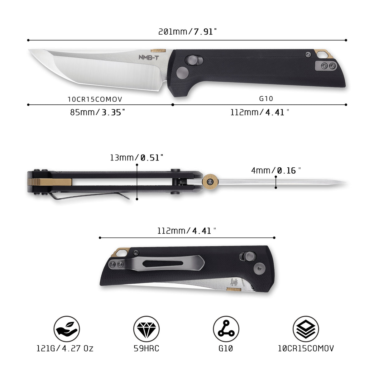 2418-BK-10CR Chop 3.5" (10Cr15CoMoV)