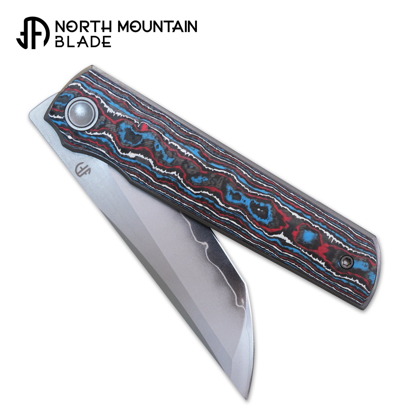 2412-RDBL CHOP 4 Front Flipper Folding Knife, Ceramic Carbon Fiber Handle, SLD San Mai Steel, Japanese-Style Tanto