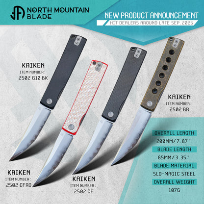 KAIKEN 2502-CF 3K Carbon Fiber +Black G10 Classic Japanese style tactical folding knife