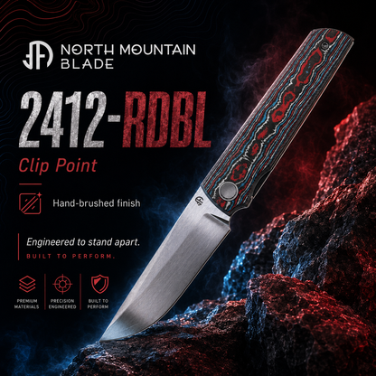 2412-RDBL Clip Point Hand-brushed finish