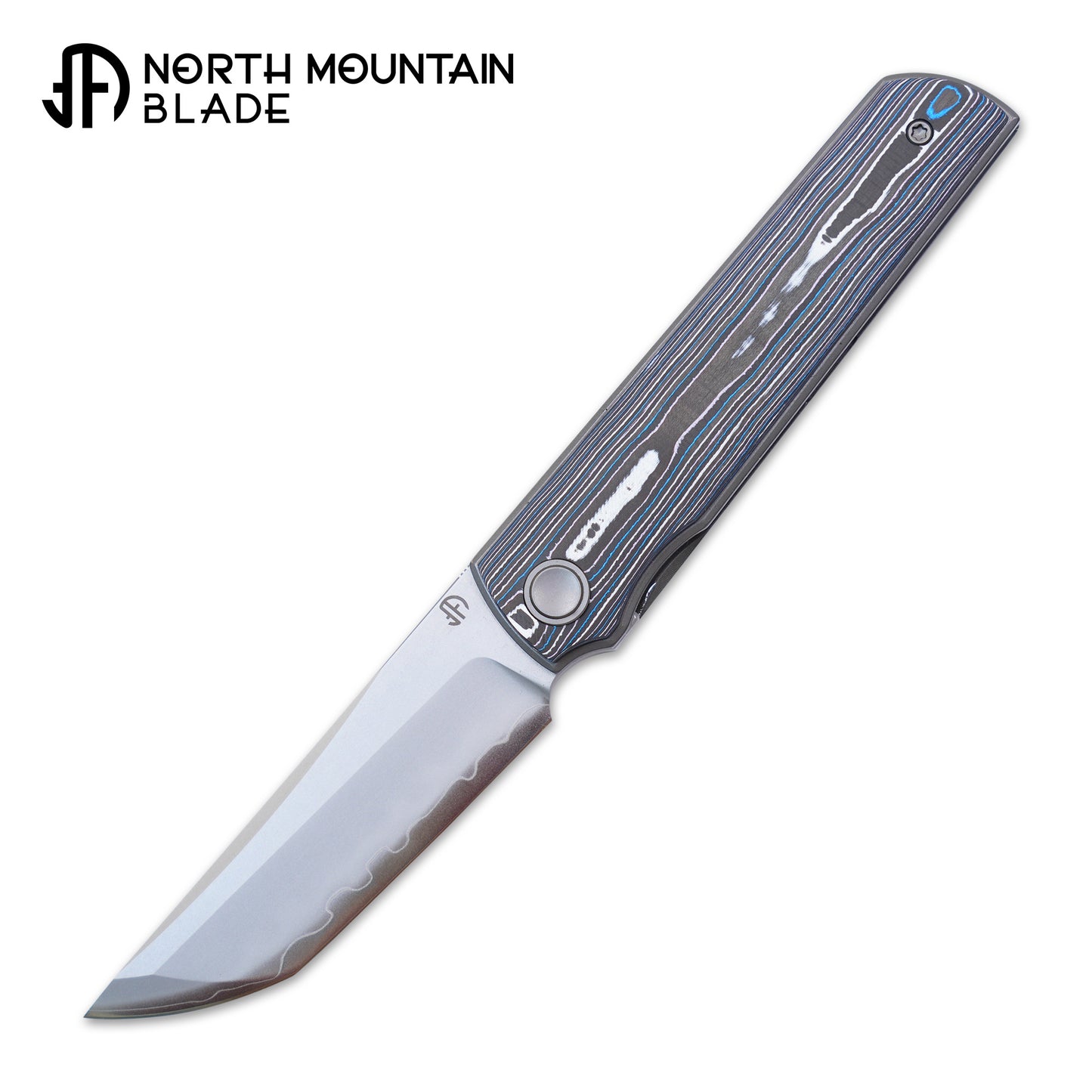 2412-BLPR CHOP 4 Front Flipper Folding Knife, Ceramic Carbon Fiber Handle, SLD San Mai Steel, Japanese-Style Tanto