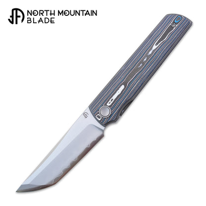 2412-BLPR CHOP 4 Front Flipper Folding Knife, Ceramic Carbon Fiber Handle, SLD San Mai Steel, Japanese-Style Tanto
