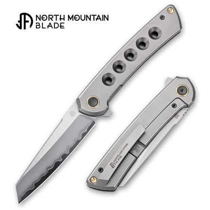 【Echo】2506-Hole Sheepsfoot Blade Ti Hole Handle&Clip Smooth Flippers
