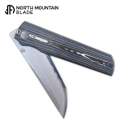 2412-BLPR CHOP 4 Front Flipper Folding Knife, Ceramic Carbon Fiber Handle, SLD San Mai Steel, Japanese-Style Tanto