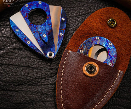 Cigar Cutter Zirconium-Titanium Damascus M390 Blade