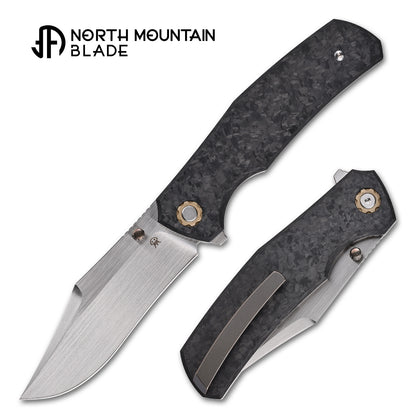 Jellyfish 4th Generation Super Smooth M390 Blade Hand Polished Titanium Frame Carbon Fiber Handle