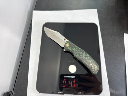 Jellyfish 4th Green Generation Super Smooth M390 Blade Hand Polished Titanium Frame Ceramic Carbon Fiber Handle