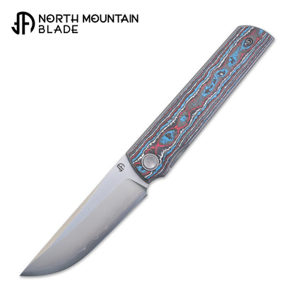 2412-RDBL CHOP 4 Front Flipper Folding Knife, Ceramic Carbon Fiber Handle, SLD San Mai Steel, Japanese-Style