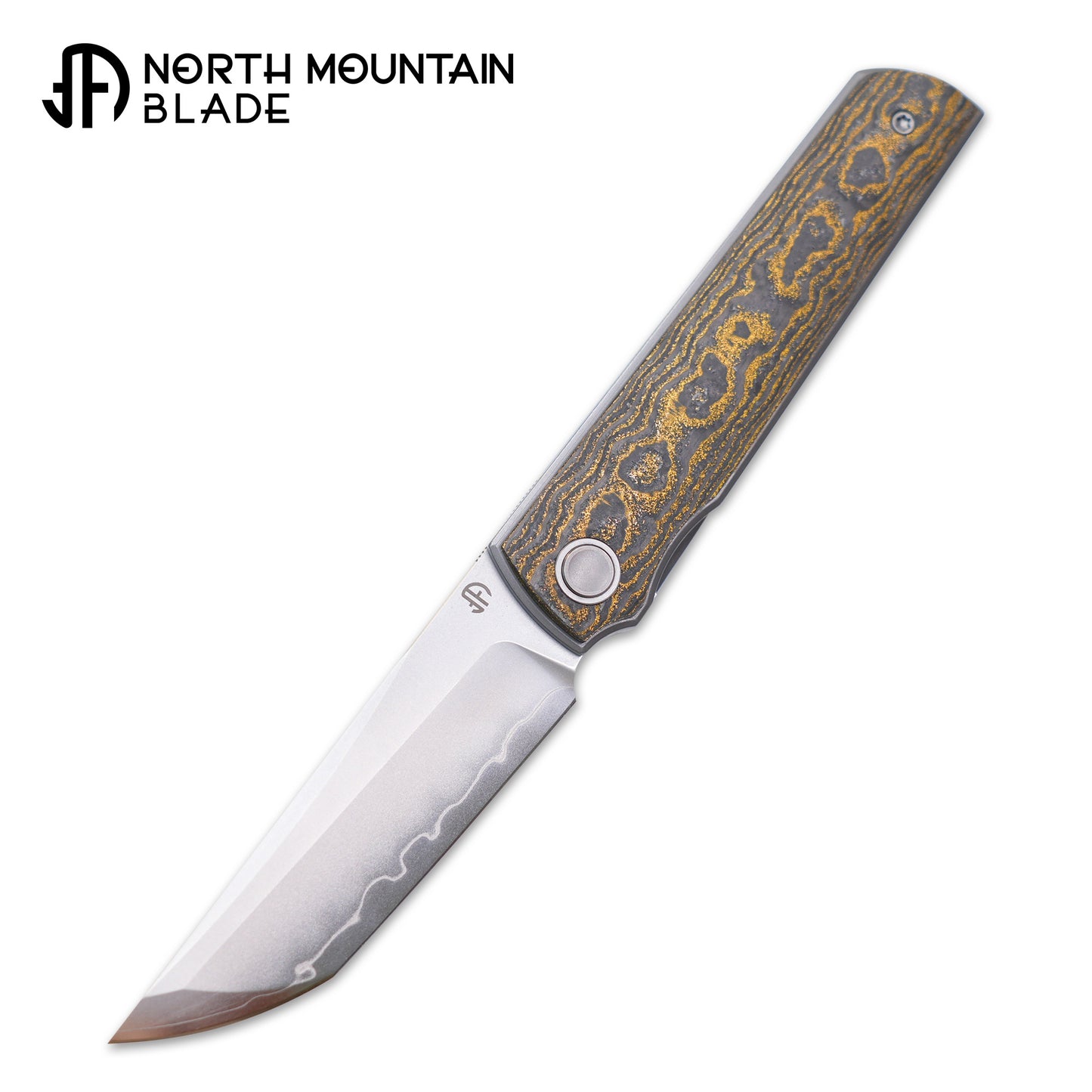 2412-GDCF CHOP 4 Front Flipper Folding Knife, Ceramic Carbon Fiber Handle, SLD San Mai Steel, Japanese-Style Tanto