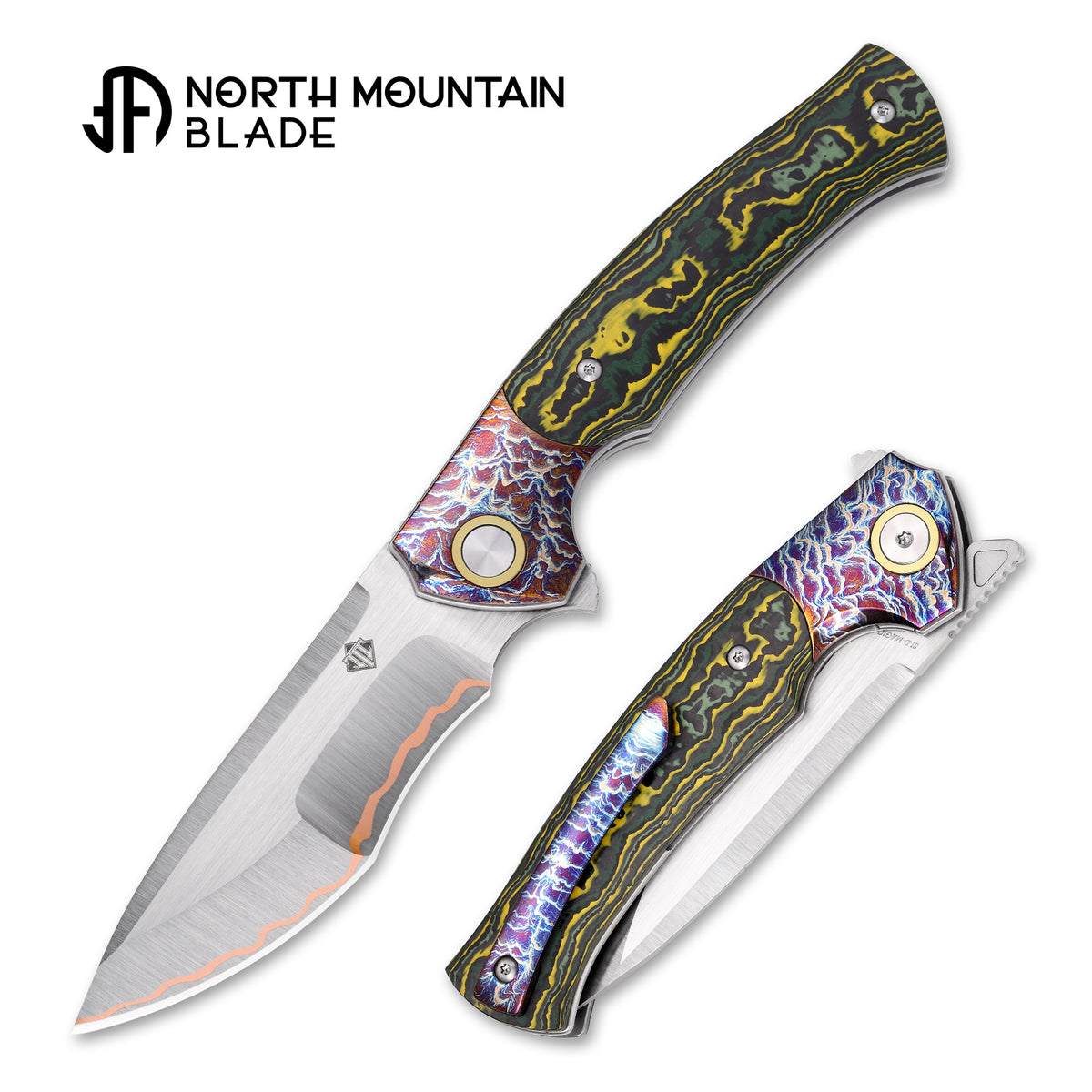 2608-YLGR-5 North Mountain Blade × T.C. Blades Limited Collaboration — "COUYON" Folding Knife