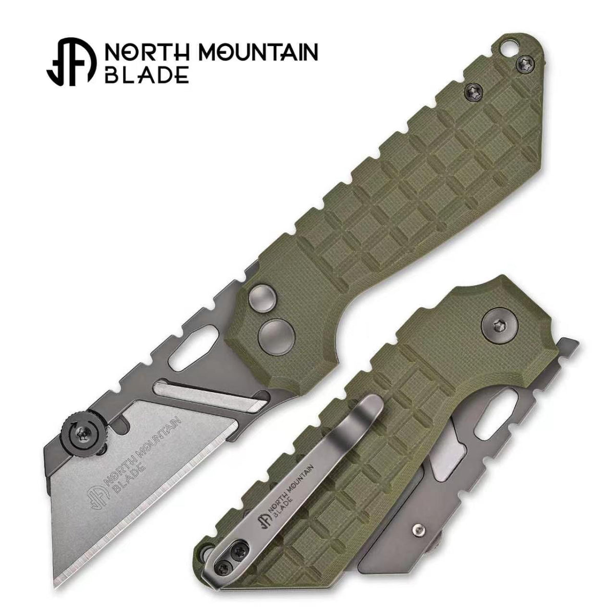 North Mountain Blade The Gripper 2537-GR – Button Lock Utility Knife, Green