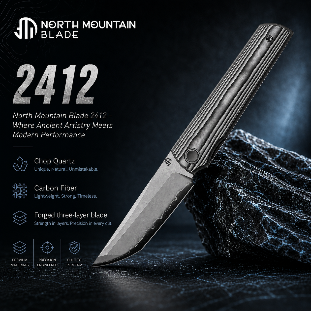Chop Quartz carbon fiber Forged three-layer blade
