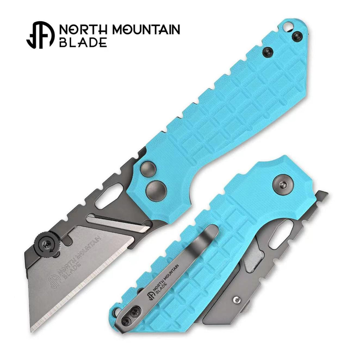 North Mountain Blade The Gripper 2537-BL– Button Lock Utility Knife, Blue
