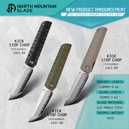 2411-BK Kick Stop Chop Plus black Hidden flipper Japanese style tactical tanto folding knife