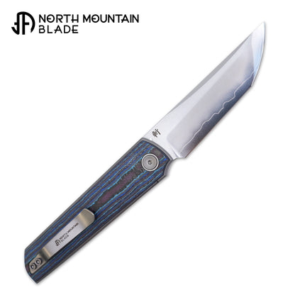 2412-BLCF CHOP 4 Front Flipper Folding Knife, Ceramic Carbon Fiber Handle, SLD San Mai Steel, Japanese-Style Tanto