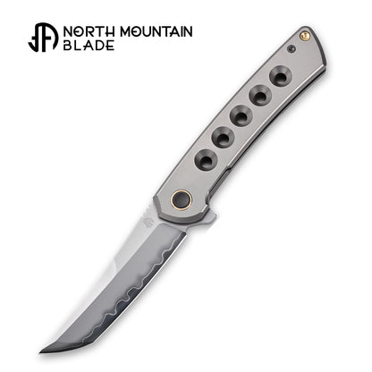 【Zero】2507-Hole Tanto Blade Ti Hole Handle&Clip Smooth Flippers